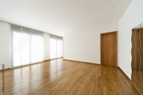 beautiful apartment, interior, mirror and window in empty room