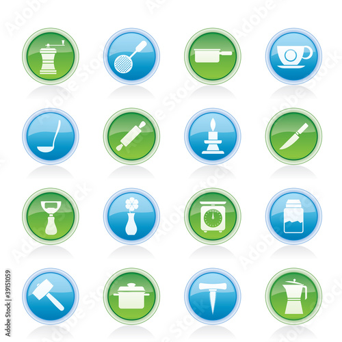 Kitchen and household tools icons - vector icon set