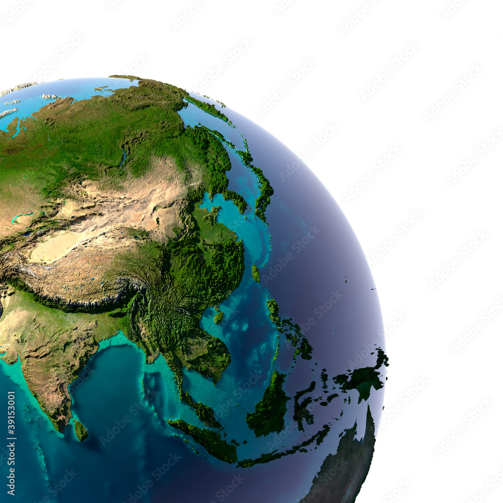 Fototapeta premium Realistic Planet Earth with natural water