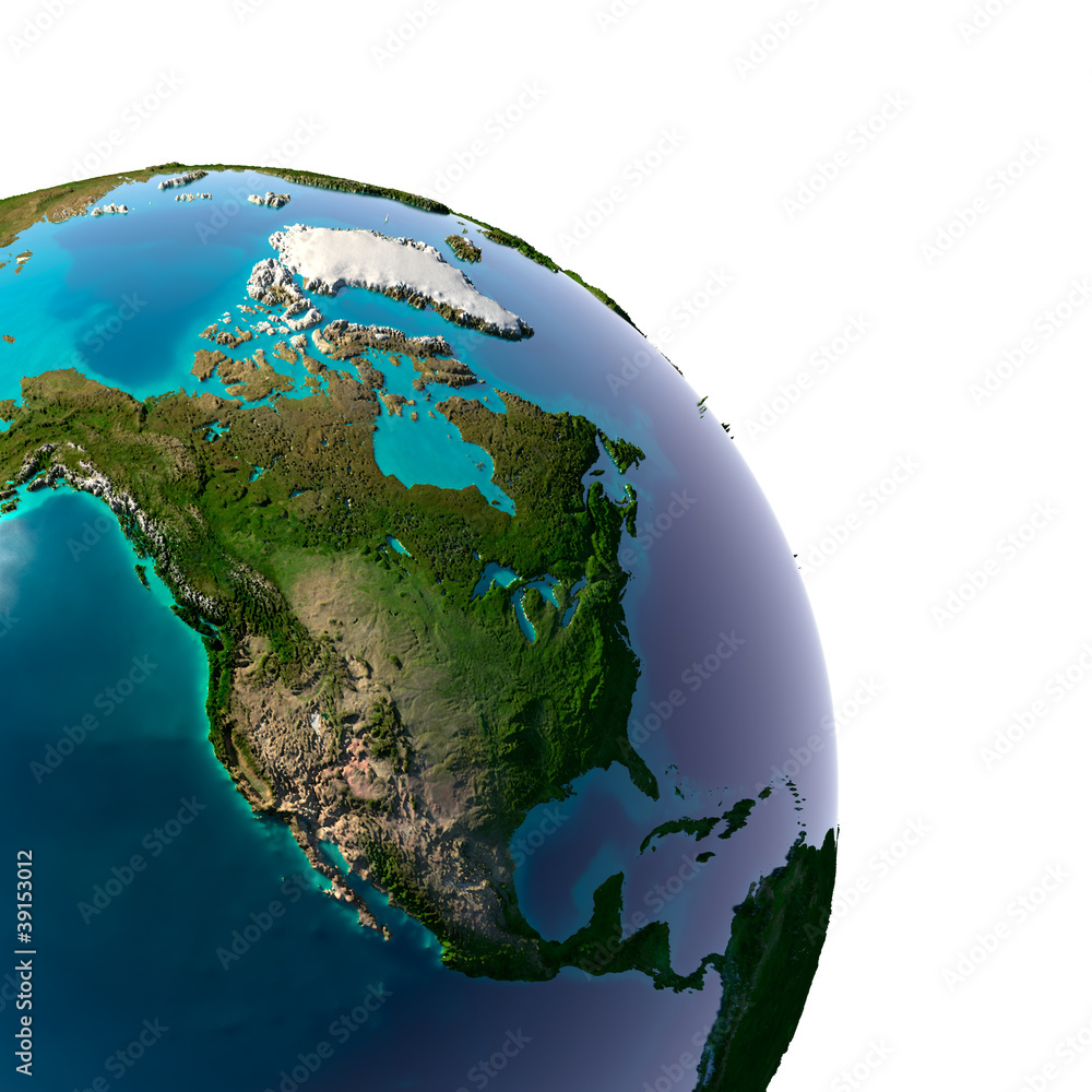 Fototapeta premium Realistic Planet Earth with natural water
