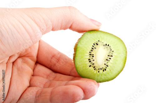 man holds a kiwi