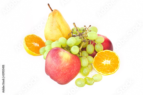 Composition with fruits isolated on white