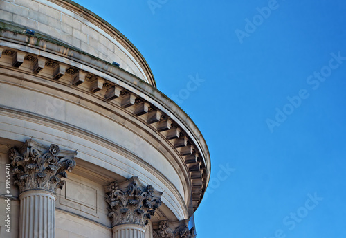Ornate sandstone columns on government building