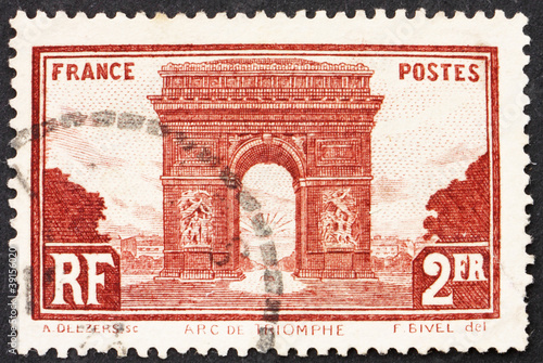 Obraz na płótnie Postage stamp France 1931 Arc de Triomphe, Paris w salonie