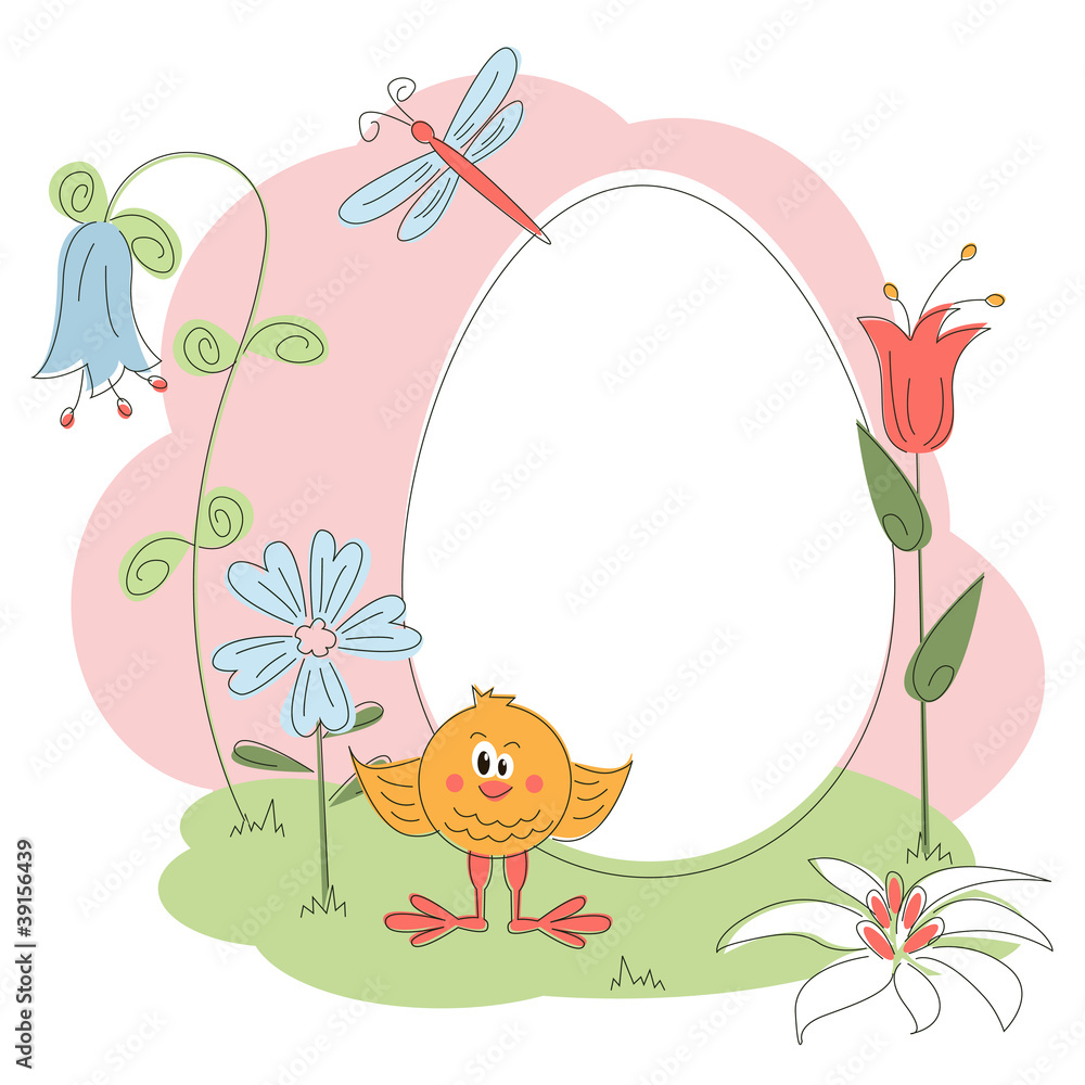 Obraz premium Easter greeting card with chichen