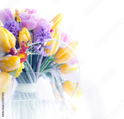 Fototapeta Naklejka Na Ścianę i Meble -  Beauty border frame - art colorful flowers background