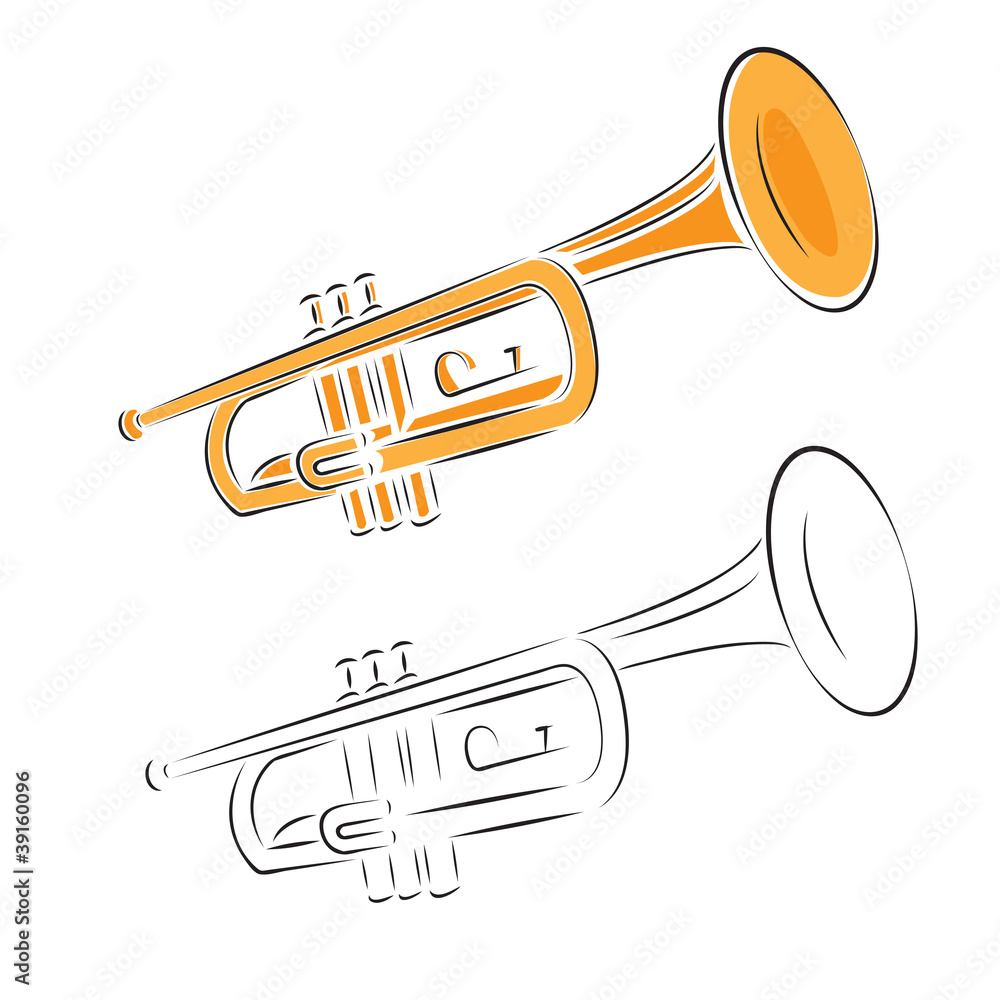 Naklejka premium trumpet set isolated on white background