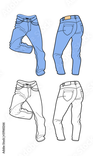 Blue man's jeans (front, back views)
