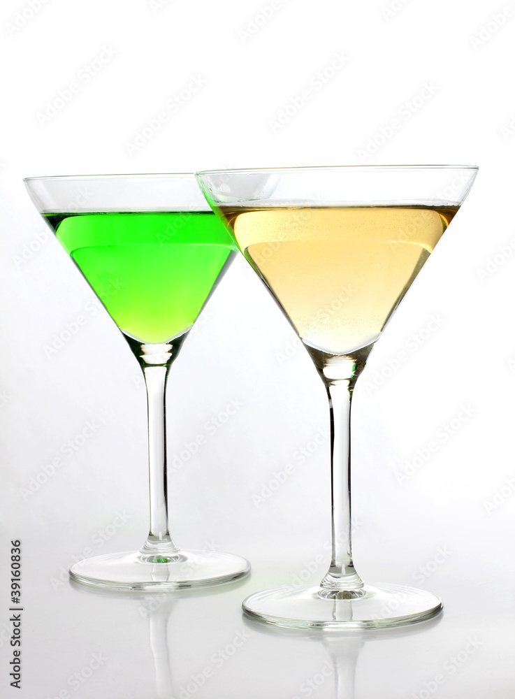 Two martini glasses