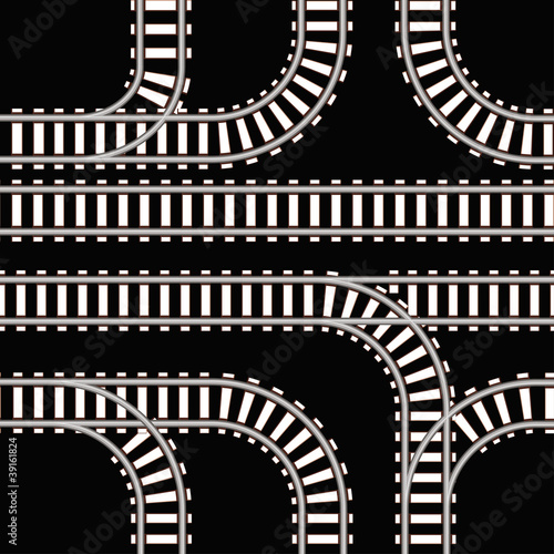 Seamless background of railway tracks on black