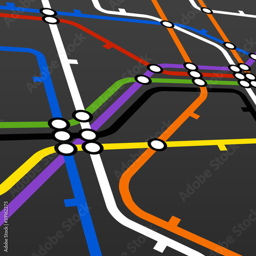 Perspective background of metro scheme on black