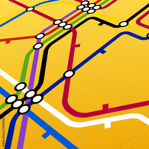 Perspective background of metro scheme on yellow