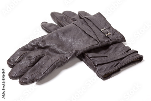Ladies black leather gloves