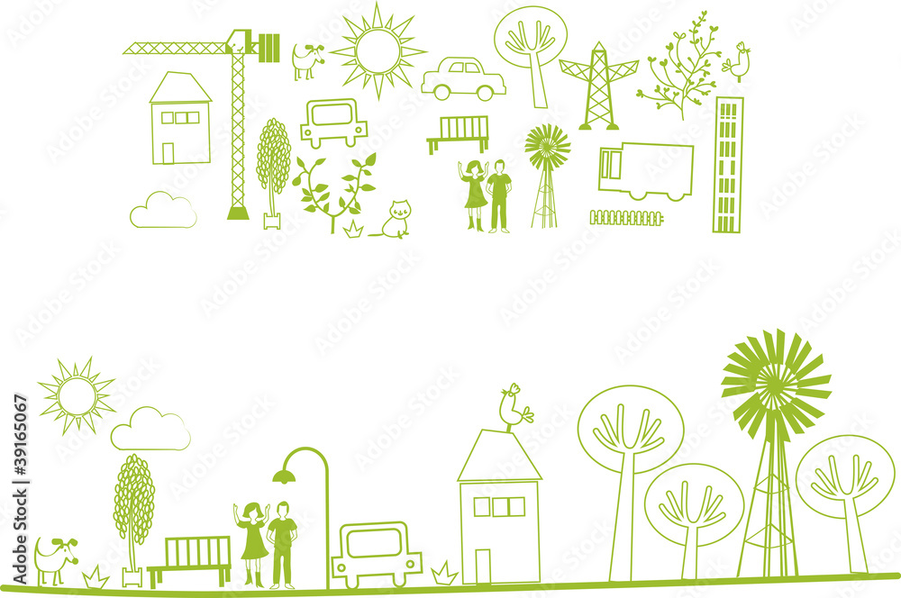 vector - city, nature elements vector - city, nature elements