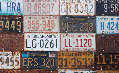 Group of old vintage American license plates