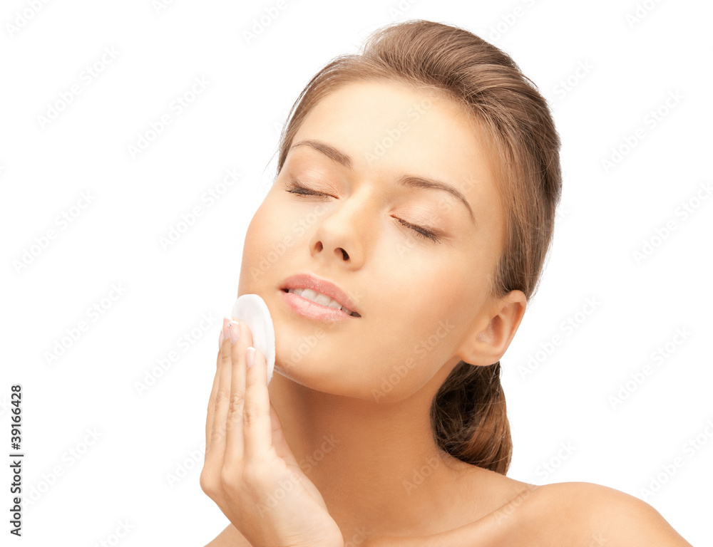 beautiful woman with cotton pad beautiful woman with cotton pad