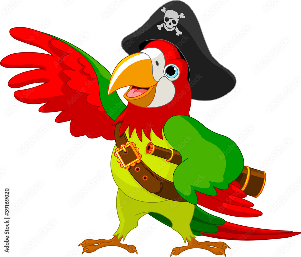 Naklejka premium Papuga pirat
