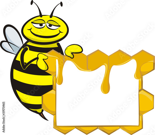 bee and blank signboard