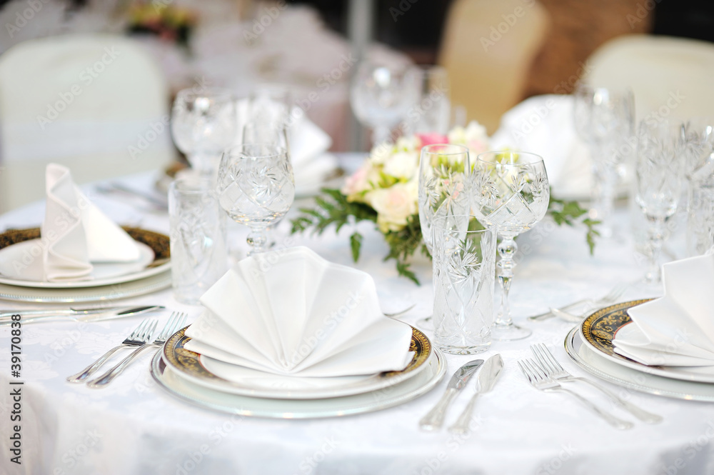 Fototapeta premium Table set for an event party or wedding reception