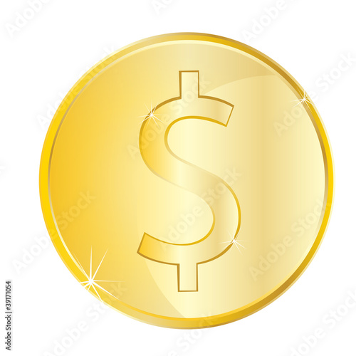 Coin euro on white background