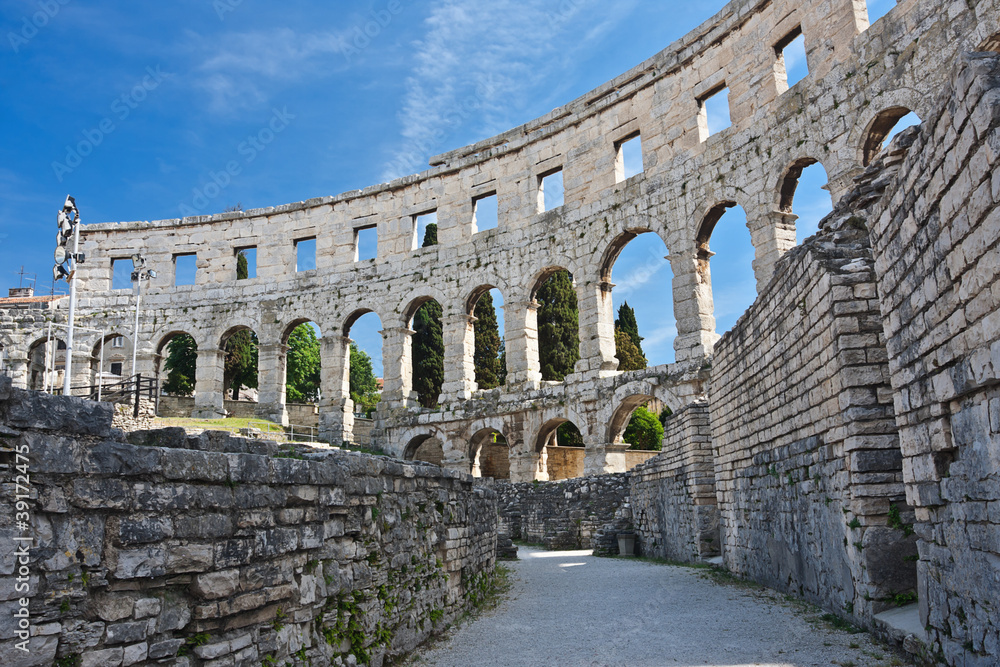 ancient amphitheater in Pula, Croatia