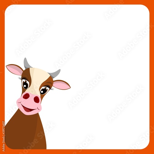 cute cow in red frame