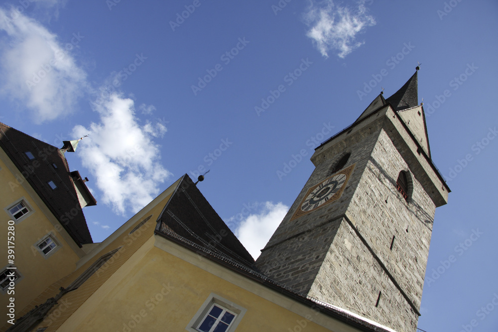 churches and bell towers of the town of Bruneck