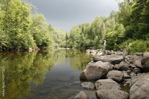 Fly fishing in river