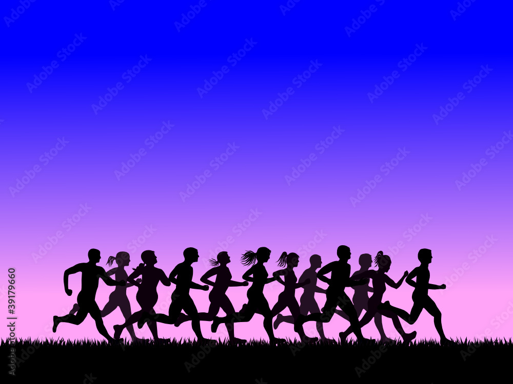 running motion in the early morning, vector image