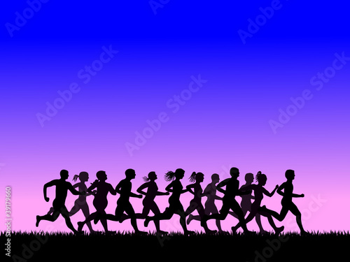 running motion in the early morning, vector image