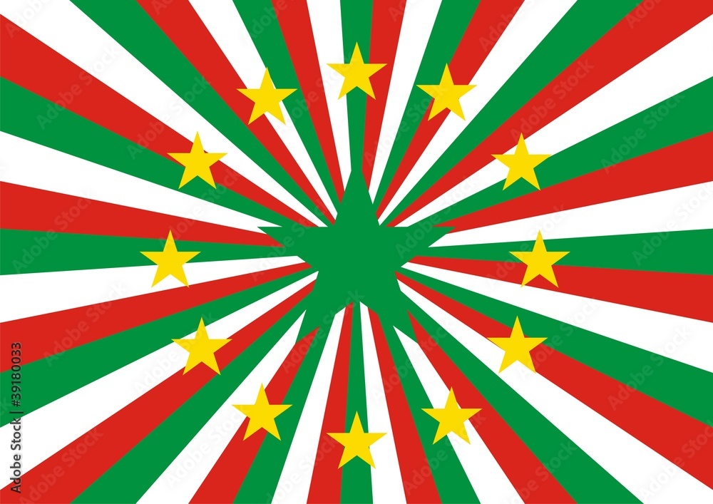 Fototapeta premium European community - Hungarian flag sunburst
