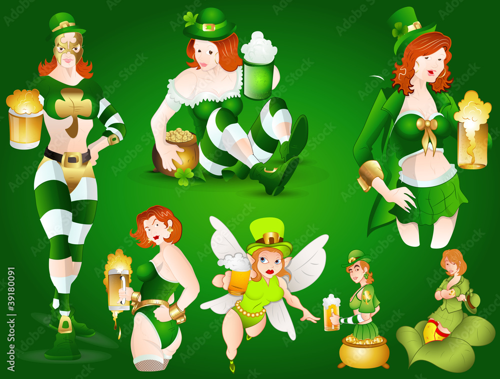 Patrick's Day Girls Vectors Patrick's Day Girls Vectors
