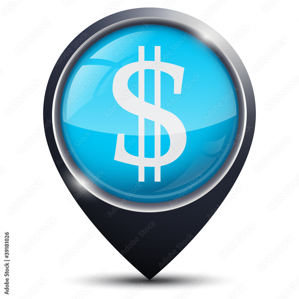 Symbole glossy vectoriel Dollar / Banque Symbole glossy vectoriel Dollar / Banque