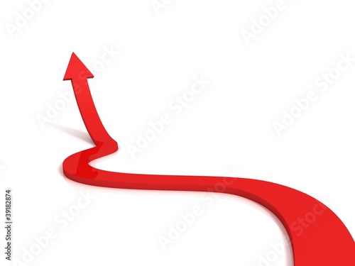 red winding arrow on white ...