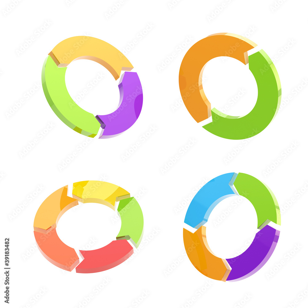 Set of four glossy circled arrow signs isolated Set of four glossy circled arrow signs isolated