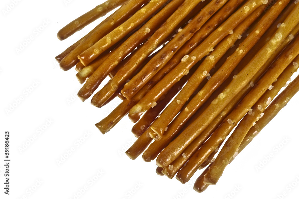 salted sticks isolated on white background