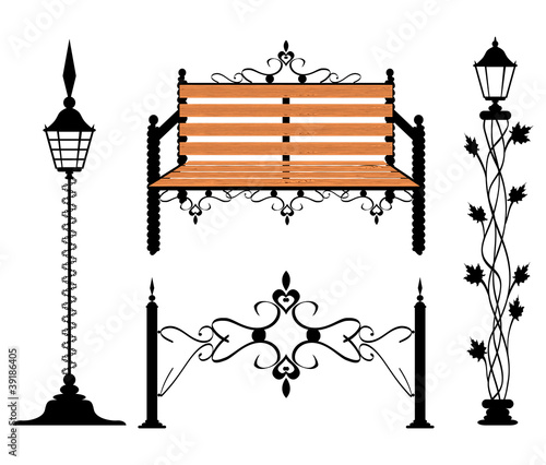 Wrought iron vintage signs and decor elements