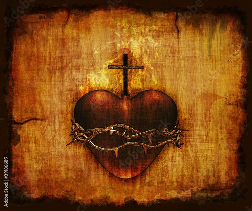 Sacred Heart on Parchment