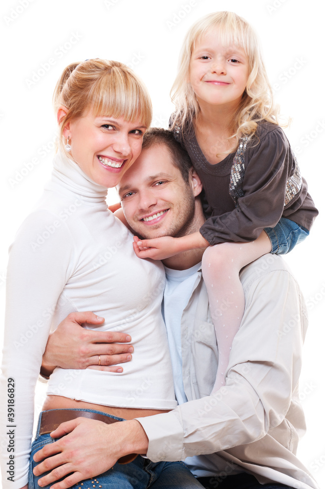 happy family over white background happy family over white background