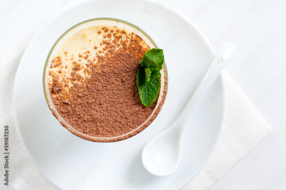 vanilla dessert with cocoa