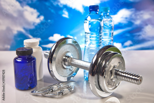 fitness barbell and supplements