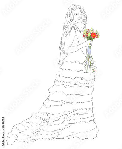 Bride with bouquet.