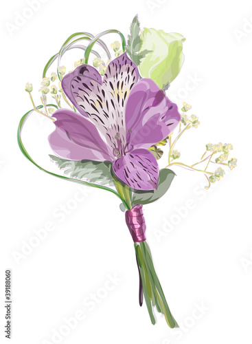 Boutonniere with Alstroemeria and Eustoma.