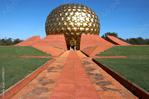 Golden cupola of temple in Auroville, India