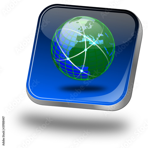 Button Globale Welt und Vernetzung