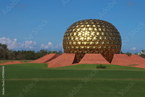 Golden dome of temple in Auroville, India