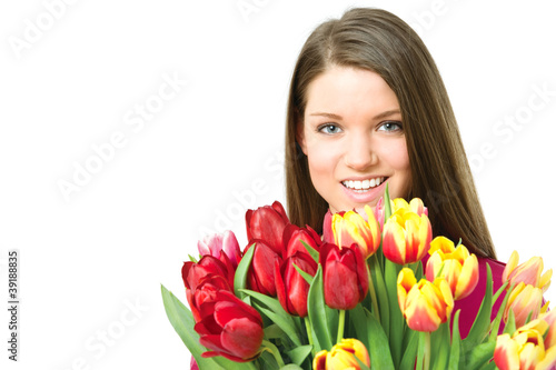 Young women with tulips