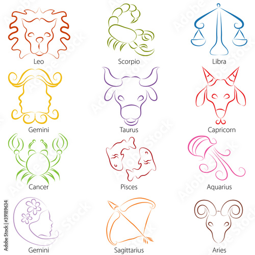 Zodiac Sign Line Art