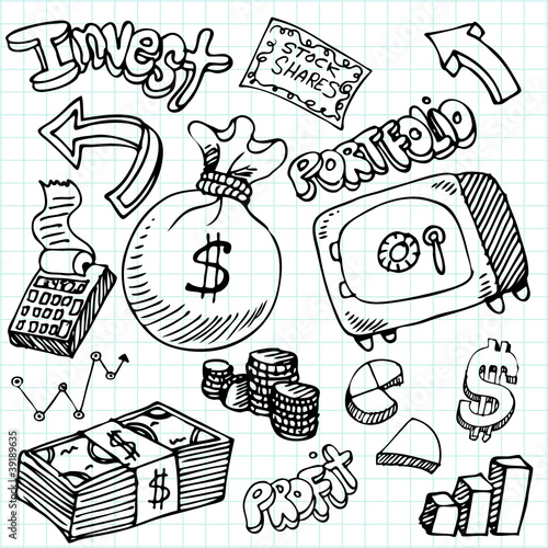 Financial Symbol Doodle Set