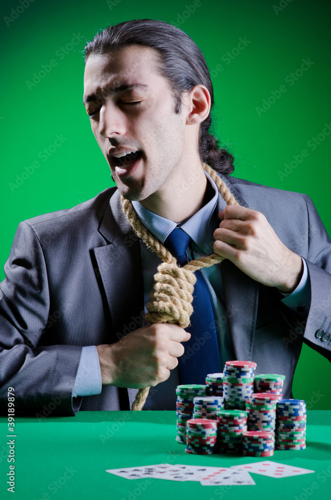 Player in casino and chips Player in casino and chips